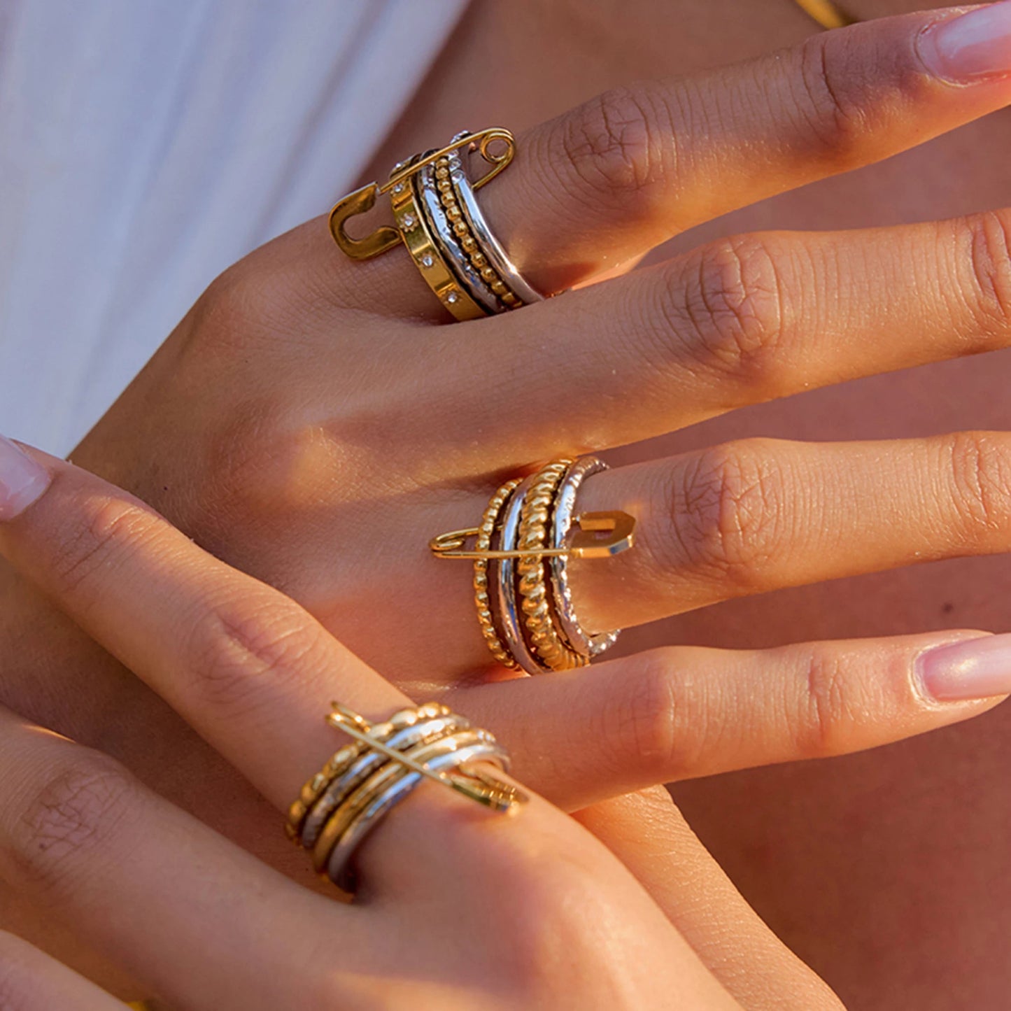 ZEYA - Claudine stacked Pin Rings