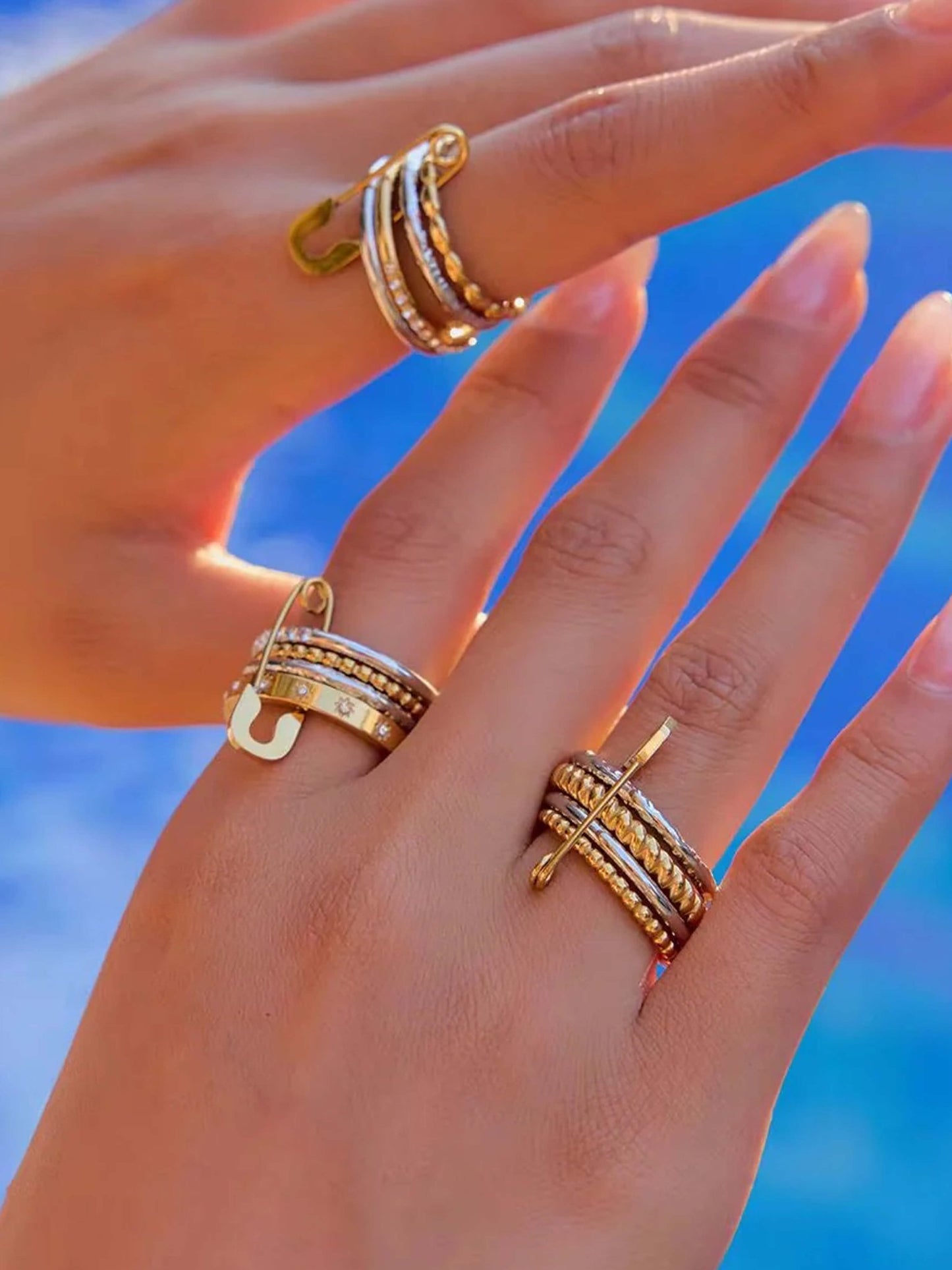 ZEYA - Claudine stacked Pin Rings