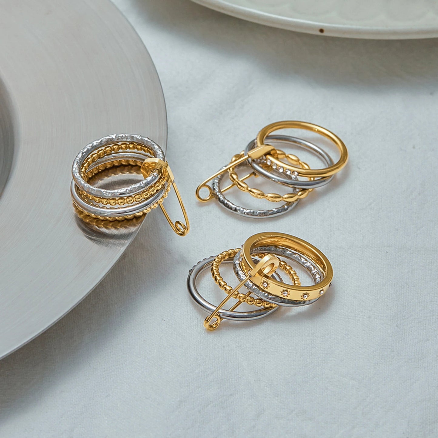 ZEYA - Claudine stacked Pin Rings