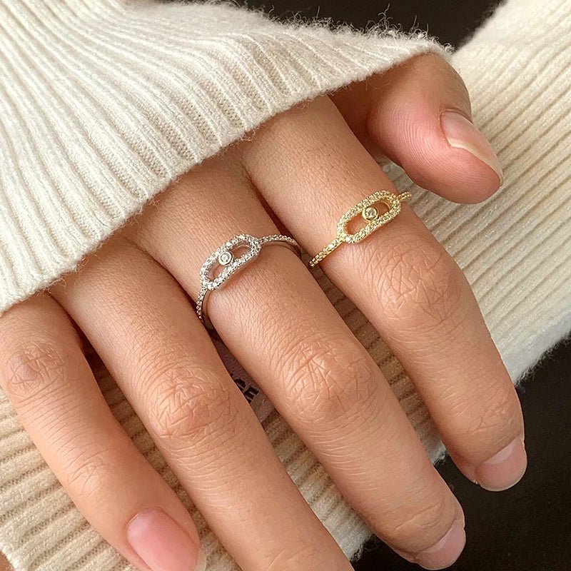 ZEYA - Emma - Geometric Ring for Women, Elegant Sterling Silver Design