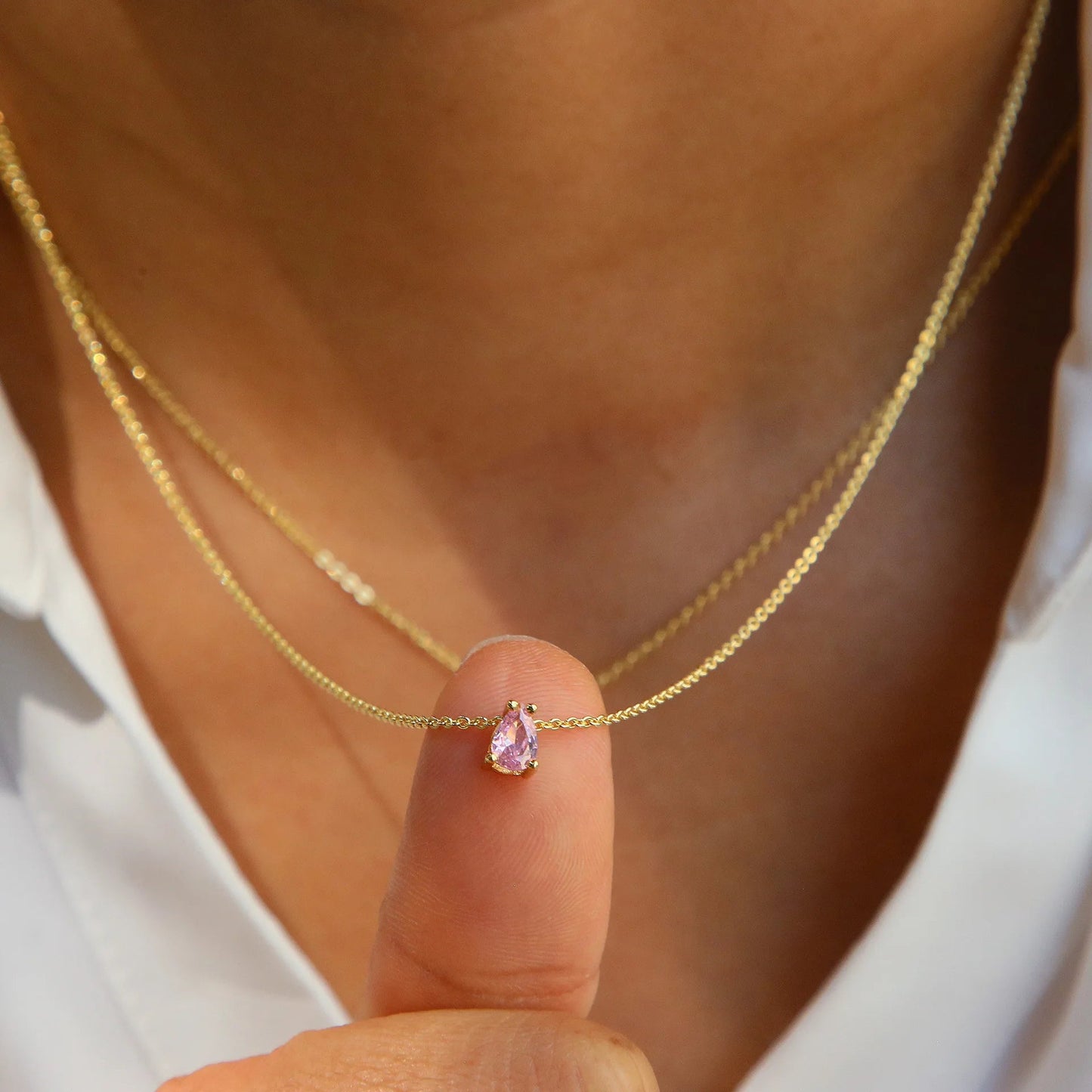 ZEYA - Lilith Necklace - Teardrop Pendant with Birthstone Zirconia Stones for Women