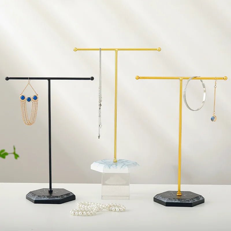 ZEYA - Mica Jewelry Holder - T - Shaped Marble Pattern Organizer for Earrings, Necklaces, Rings & Bracelets