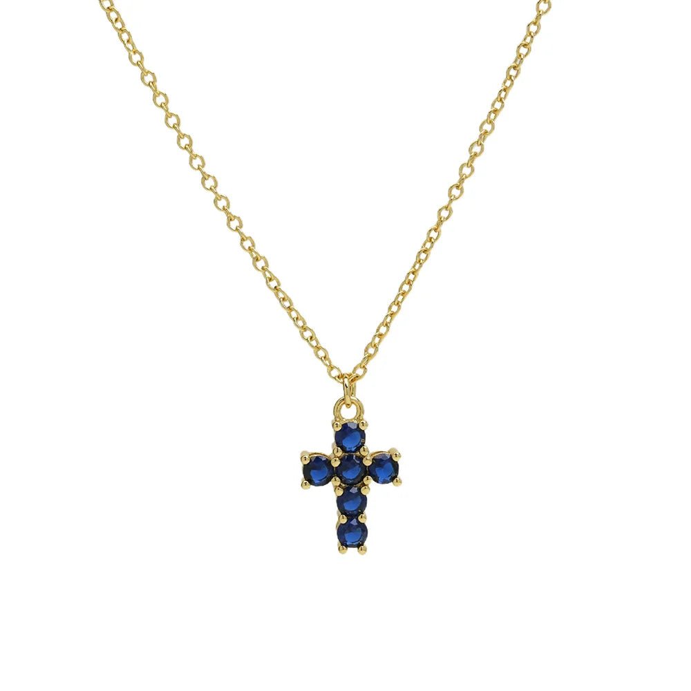 ZEYA - Miya Birthstone Necklace - Elegant Cross Pendant with Zircon for Women