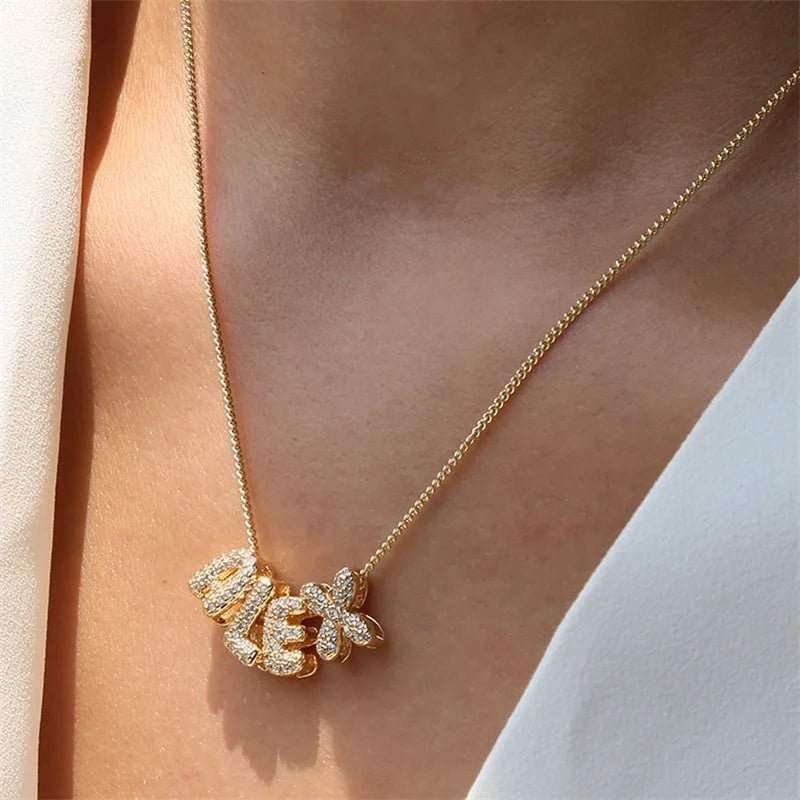 ZEYA - Shane Name Necklace - Custom 3D Bubble Letter Pendant for Women