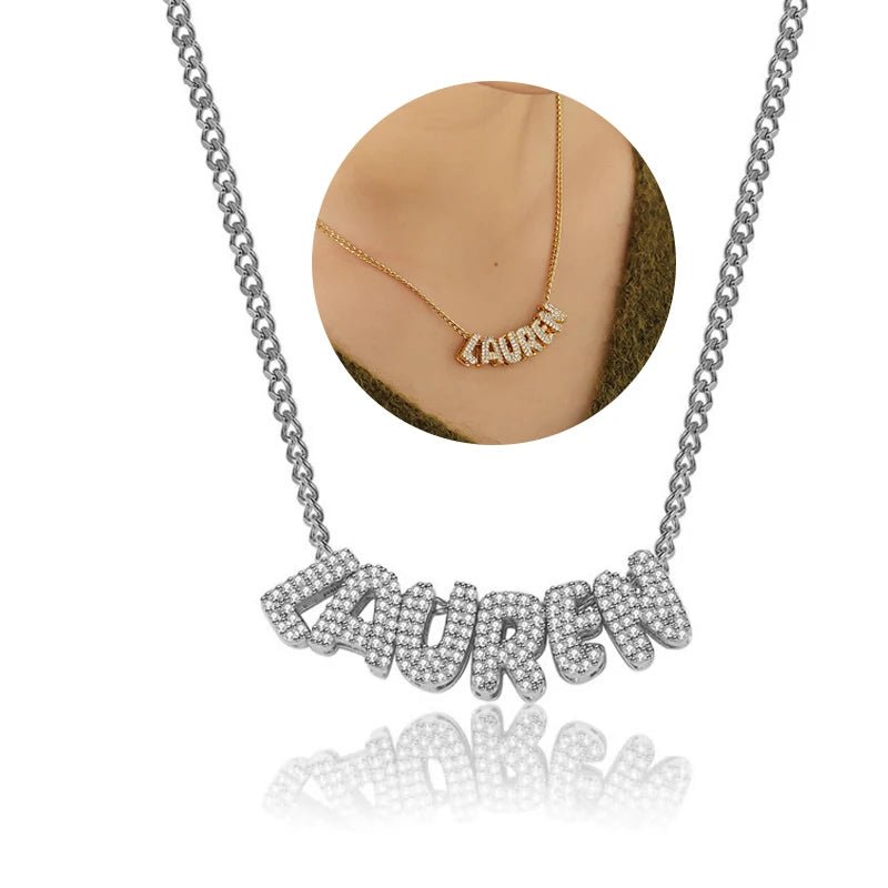 ZEYA - Shane Name Necklace - Custom 3D Bubble Letter Pendant for Women