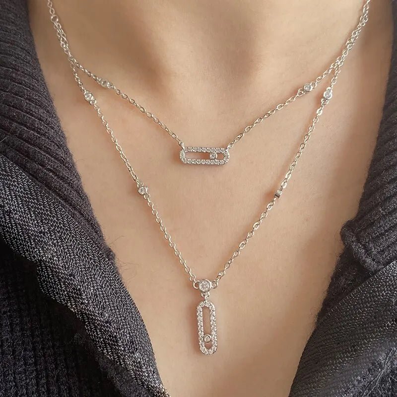 ZEYA - Susan - Two - Layer Zircon Choker Necklace with Shiny Zirconia Stones
