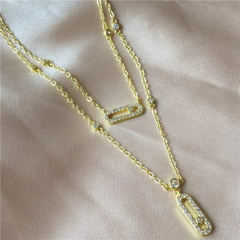 ZEYA - Susan - Two - Layer Zircon Choker Necklace with Shiny Zirconia Stones