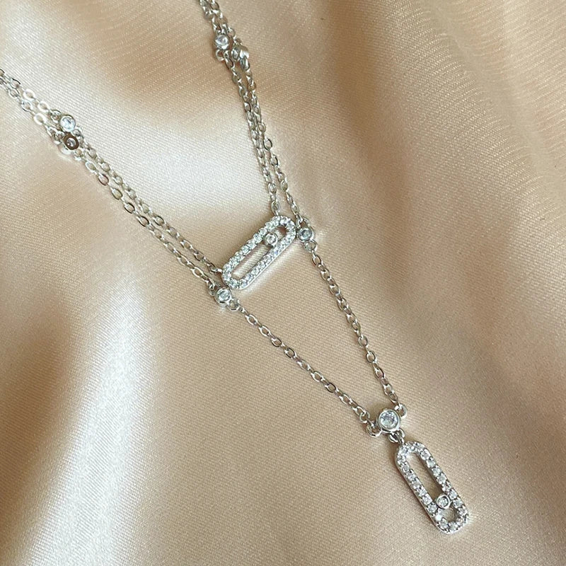 ZEYA - Susan - Two - Layer Zircon Choker Necklace with Shiny Zirconia Stones