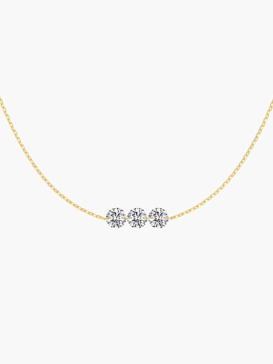 Drei Zirkonia Dünne Halskette für Damen – Elegante Silberne Schlüsselbein-Kette Schmuck