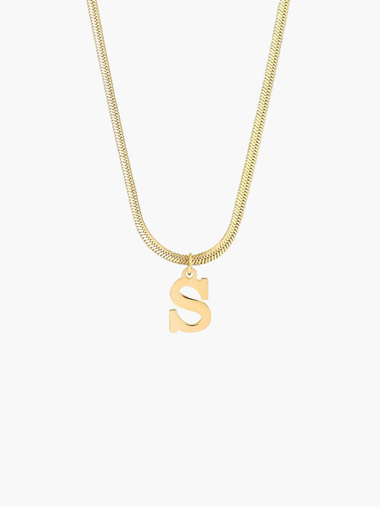 ZEYA - Capriana Inital Necklace - Gold Initial Necklace with A - Z Alphabet Pendant & Elegant Snake Chain