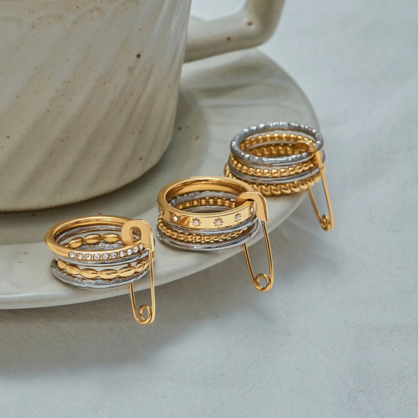 ZEYA - Claudine stacked Pin Rings