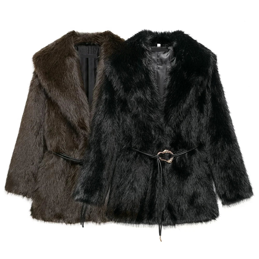 ZEYA - Feliz Faux Fur Coat with Belt