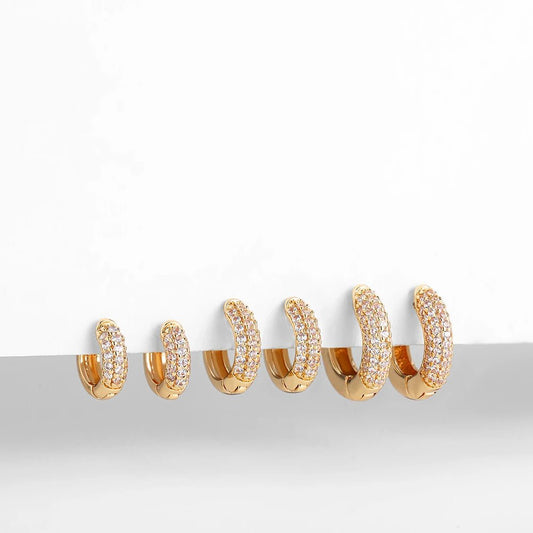 ZEYA - Juliette - Earrings with Zirconia Stones, Minimalist Hoop Design for Women