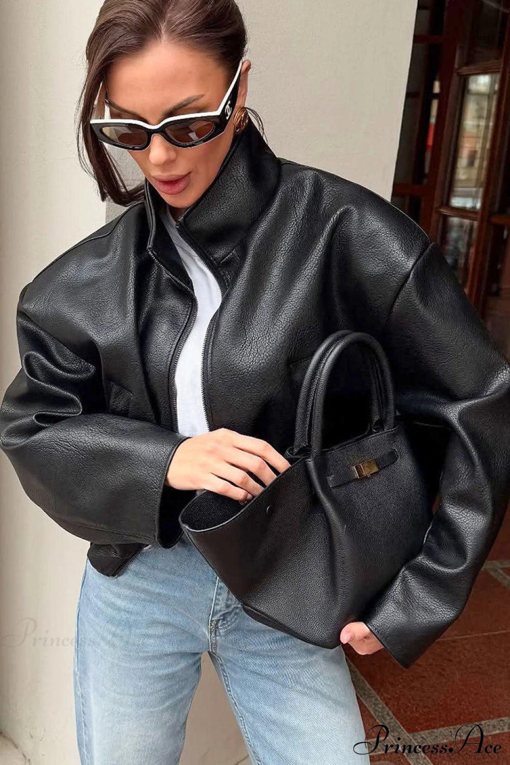 ZEYA - Sally Zip Up Leather Jacket