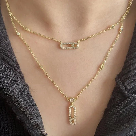 ZEYA - Susan - Two - Layer Zircon Choker Necklace with Shiny Zirconia Stones